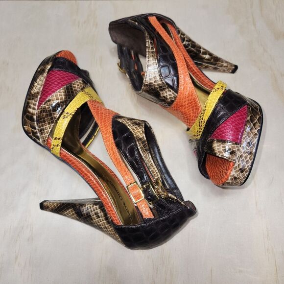 Pierre Dumas Multi-Color Heeled Shoe Women's Size 7.5 M - Picture 9 of 11